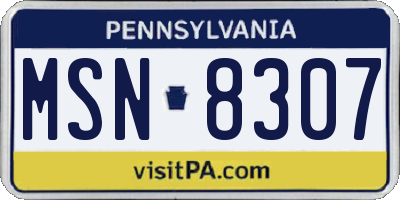 PA license plate MSN8307