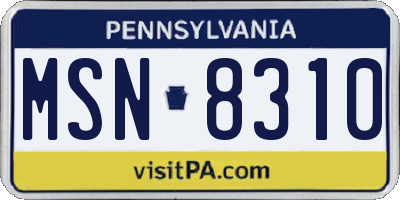 PA license plate MSN8310
