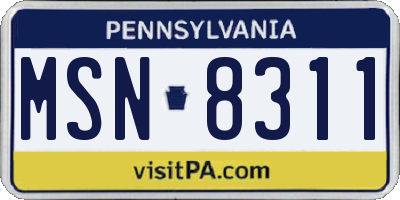 PA license plate MSN8311