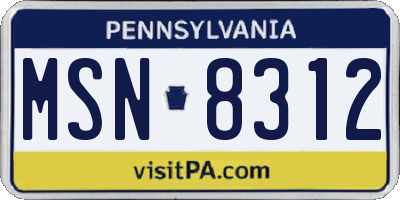PA license plate MSN8312