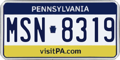 PA license plate MSN8319