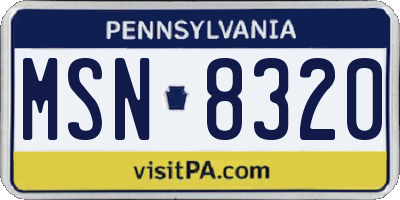 PA license plate MSN8320