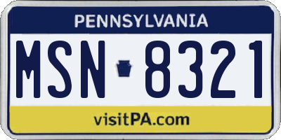PA license plate MSN8321