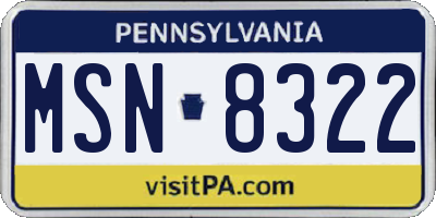 PA license plate MSN8322