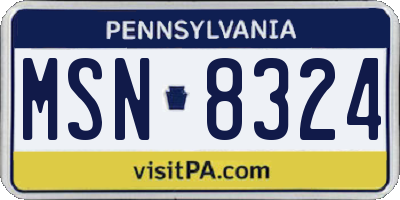 PA license plate MSN8324