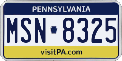 PA license plate MSN8325