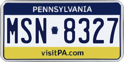 PA license plate MSN8327