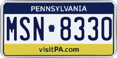 PA license plate MSN8330