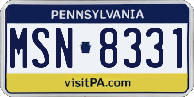 PA license plate MSN8331