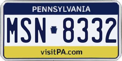 PA license plate MSN8332