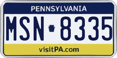 PA license plate MSN8335