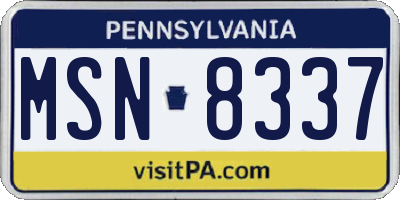 PA license plate MSN8337