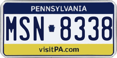 PA license plate MSN8338