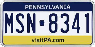 PA license plate MSN8341