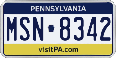 PA license plate MSN8342