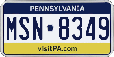 PA license plate MSN8349