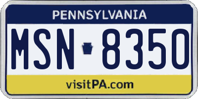 PA license plate MSN8350