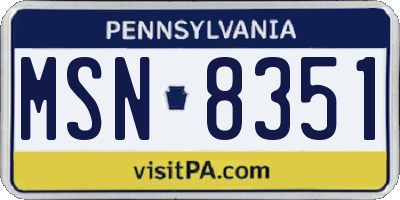 PA license plate MSN8351