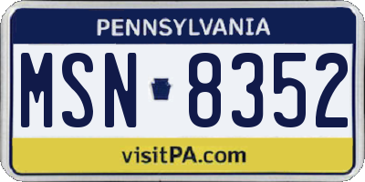 PA license plate MSN8352