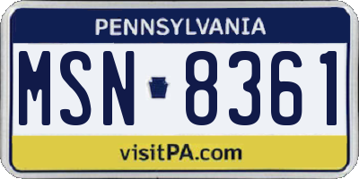 PA license plate MSN8361
