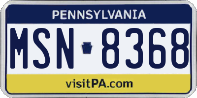PA license plate MSN8368