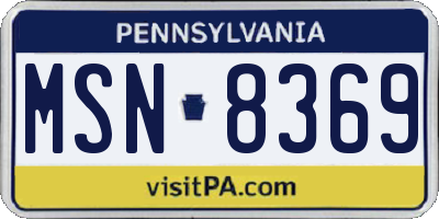 PA license plate MSN8369