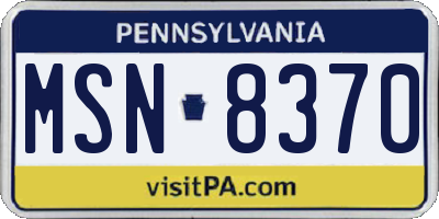 PA license plate MSN8370
