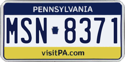 PA license plate MSN8371