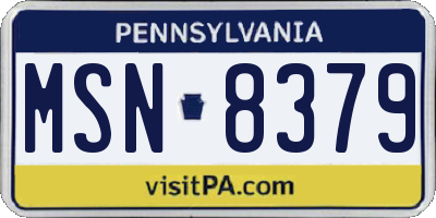 PA license plate MSN8379