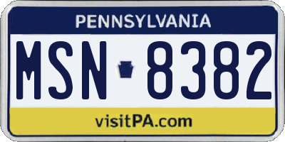 PA license plate MSN8382