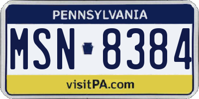 PA license plate MSN8384