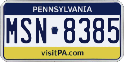 PA license plate MSN8385