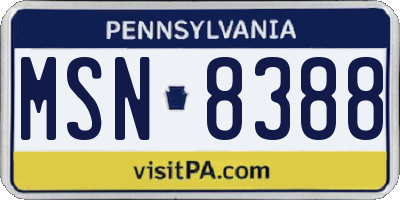 PA license plate MSN8388