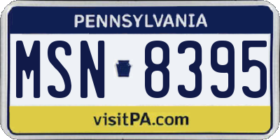 PA license plate MSN8395