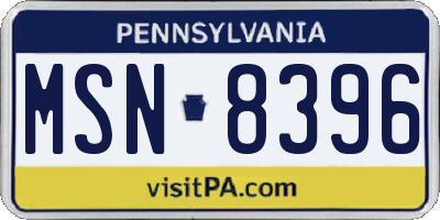 PA license plate MSN8396