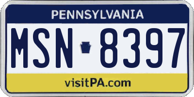 PA license plate MSN8397