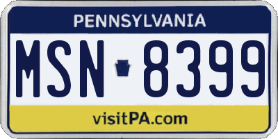 PA license plate MSN8399