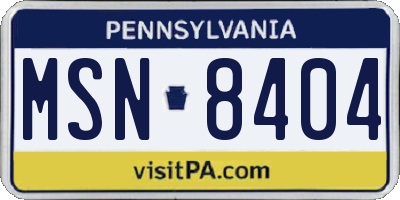 PA license plate MSN8404