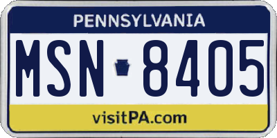 PA license plate MSN8405