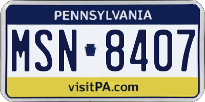 PA license plate MSN8407