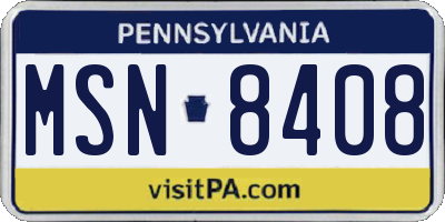 PA license plate MSN8408