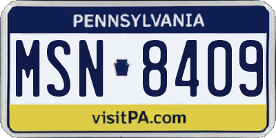PA license plate MSN8409