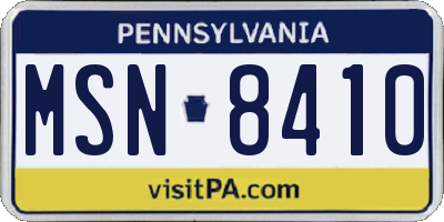 PA license plate MSN8410