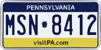 PA license plate MSN8412