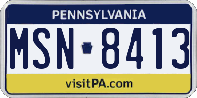 PA license plate MSN8413