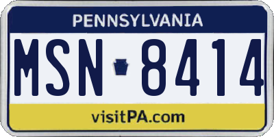 PA license plate MSN8414