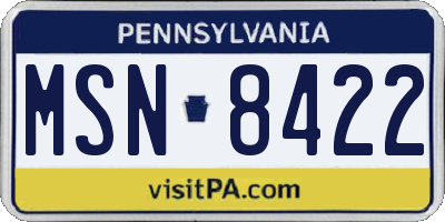 PA license plate MSN8422