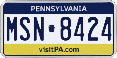 PA license plate MSN8424