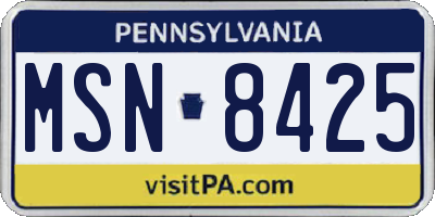 PA license plate MSN8425