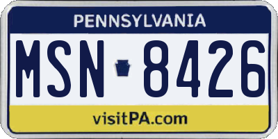 PA license plate MSN8426